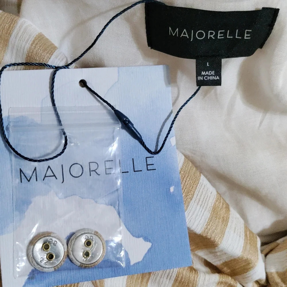 NWT MAJORELLE Joel Midi Dress in Gold Check Size Large - Picture 4 of 5